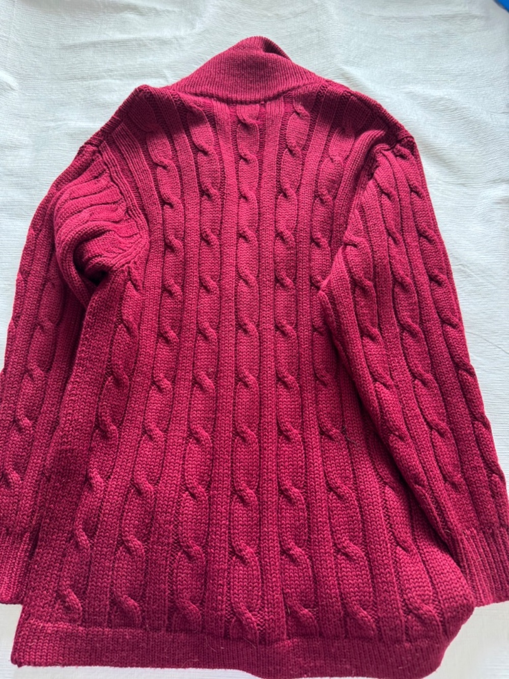 Charter Club Men's Cable Knit Shawl Collar Cardigan in Burgundy Wool Large - Picture 7 of 7